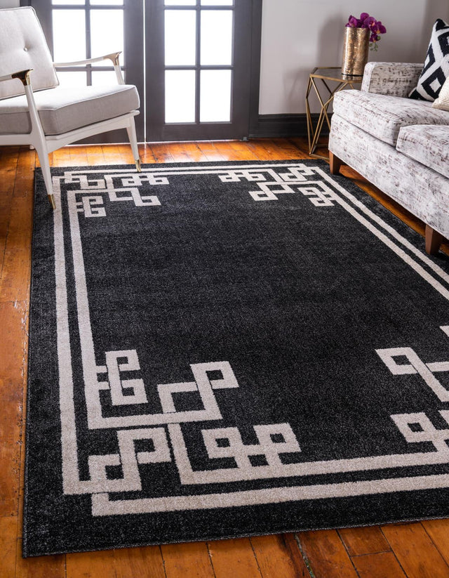 Black 3' 1 x 5' 3 Athens Rectangle Area Rug 100% Polypropylene With Cotton Backing Easy Clean Indoor Living Dining Room Bedroom Office Carpet for Sale at Rug Engine