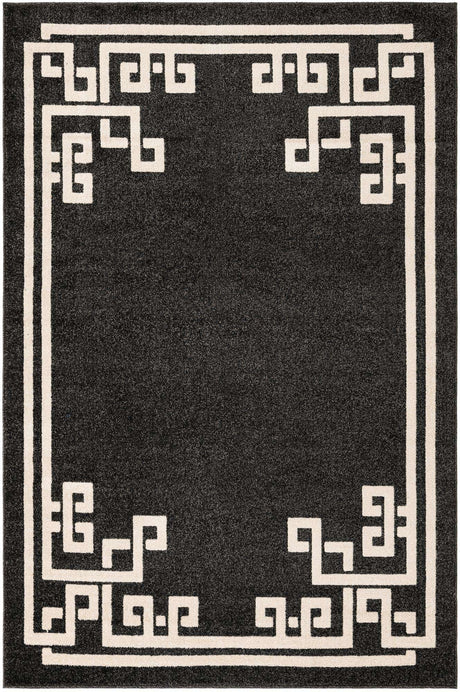Black 5' 3 x 8' Athens Rectangle Area Rug 100% Polypropylene With Cotton Backing Easy Clean Indoor Living Dining Room Bedroom Office Carpet for Sale at Rug Engine