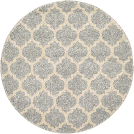 Light Gray 3' 1 x 3' 1 Trellis Round Area Rug