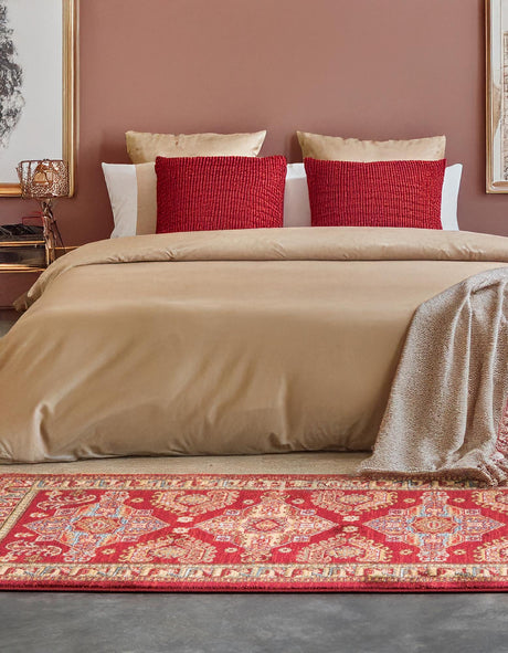 Red 2' 7 x 10' Sahand Runner Area Rug Affordable Easy Clean Traditional Design Durable Carpet for Home Interior Design Living Room Dining Office for Sale at Rug Engine