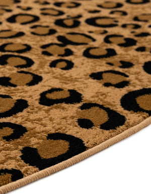 Light Brown 5' 3 x 5' 3 Wildlife Round Area Rug Animal Print Safari Jungle Inspired Carpet for Unique Modern Interior Design for Sale at Rug Engine