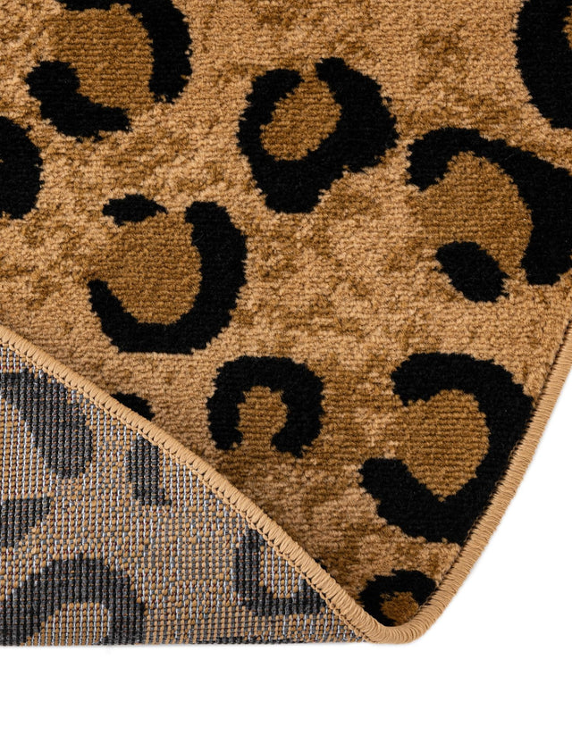 Light Brown 6' 1 x 6' 1 Wildlife Round Area Rug Animal Print Safari Jungle Inspired Carpet for Unique Modern Interior Design for Sale at Rug Engine
