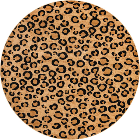 Light Brown 7' 10 x 7' 10 Wildlife Round Area Rug Animal Print Safari Jungle Inspired Carpet for Unique Modern Interior Design for Sale at Rug Engine