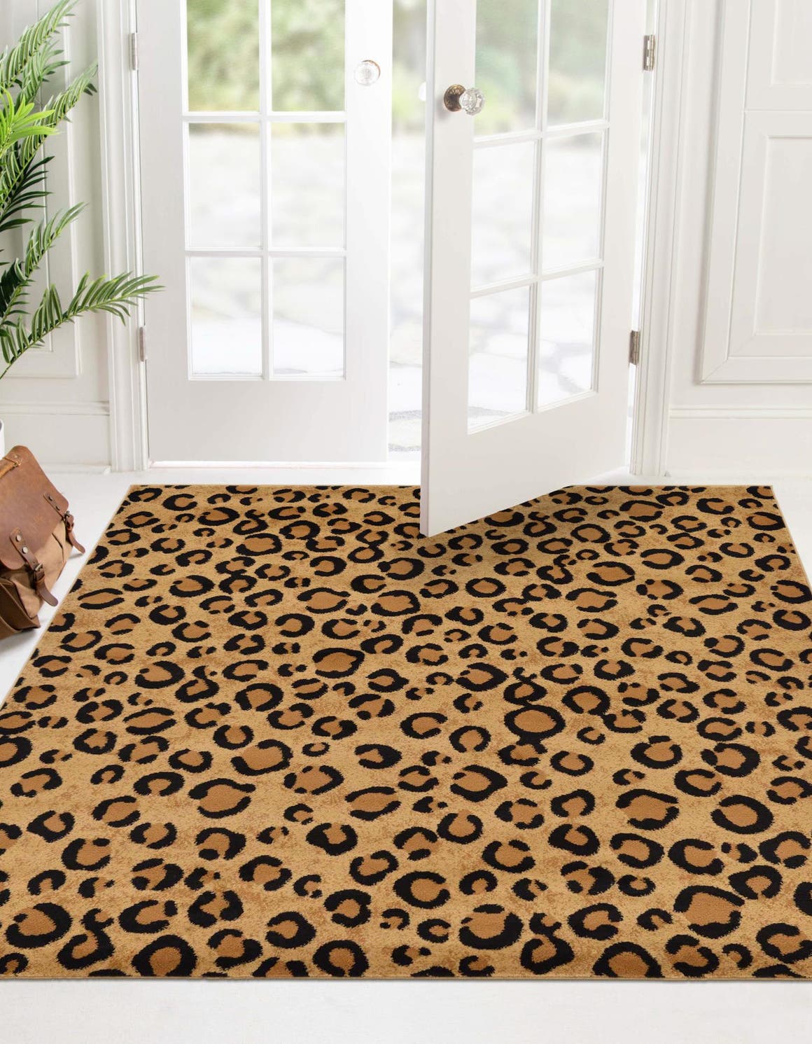 Light Brown 5' 3 x 5' 3 Wildlife Square Area Rug Animal Print Safari Jungle Inspired Carpet for Unique Modern Interior Design for Sale at Rug Engine