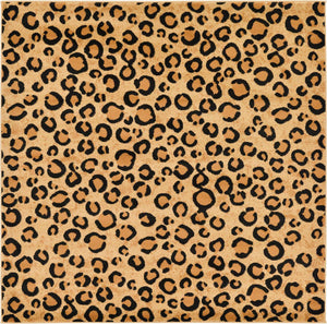 Light Brown 6' 1 x 6' 1 Wildlife Square Area Rug Animal Print Safari Jungle Inspired Carpet for Unique Modern Interior Design for Sale at Rug Engine