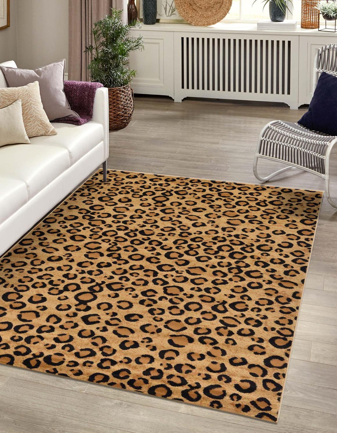 Light Brown 6' 1 x 9' Wildlife Rectangle Area Rug Animal Print Safari Jungle Inspired Carpet for Unique Modern Interior Design for Sale at Rug Engine