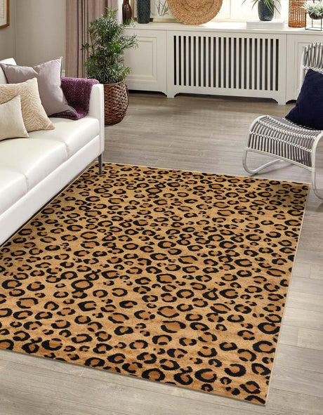 Light Brown 2' x 3' 1 Wildlife Rectangle Area Rug Animal Print Safari Jungle Inspired Carpet for Unique Modern Interior Design for Sale at Rug Engine