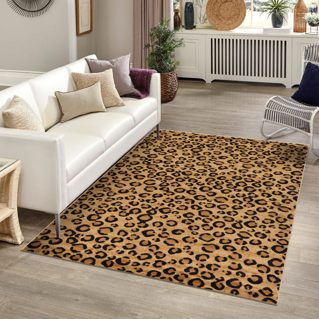 Light Brown 3' 1 x 5' 3 Wildlife Rectangle Area Rug Animal Print Safari Jungle Inspired Carpet for Unique Modern Interior Design for Sale at Rug Engine