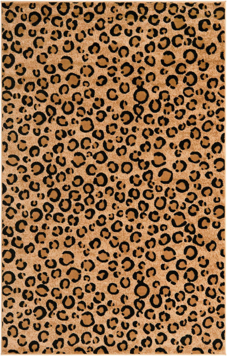 Light Brown 5' 3 x 8' Wildlife Rectangle Area Rug Animal Print Safari Jungle Inspired Carpet for Unique Modern Interior Design for Sale at Rug Engine
