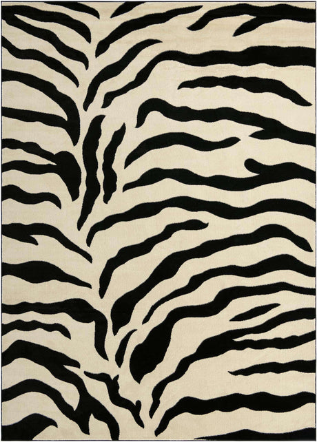Ivory 9' x 12' Wildlife Rectangle Area Rug Animal Print Safari Jungle Inspired Carpet for Unique Modern Interior Design for Sale at Rug Engine
