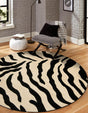 Ivory 7' 10 x 7' 10 Wildlife Round Area Rug Animal Print Safari Jungle Inspired Carpet for Unique Modern Interior Design for Sale at Rug Engine
