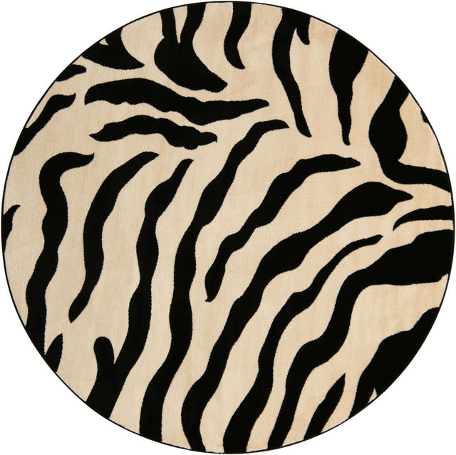 Ivory 7' 10 x 7' 10 Wildlife Round Area Rug Animal Print Safari Jungle Inspired Carpet for Unique Modern Interior Design for Sale at Rug Engine