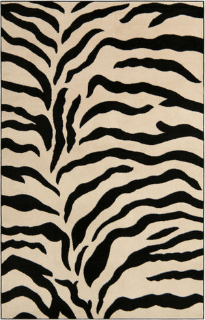 Ivory 6' 1 x 9' Wildlife Rectangle Area Rug Animal Print Safari Jungle Inspired Carpet for Unique Modern Interior Design for Sale at Rug Engine