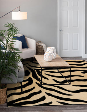 Ivory 6' 1 x 6' 1 Wildlife Square Area Rug Animal Print Safari Jungle Inspired Carpet for Unique Modern Interior Design for Sale at Rug Engine