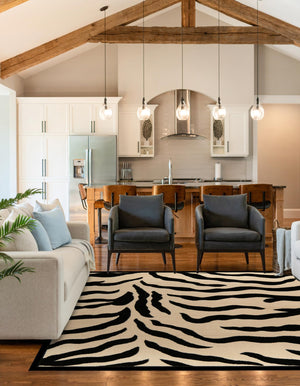 Ivory 6' 1 x 6' 1 Wildlife Square Area Rug Animal Print Safari Jungle Inspired Carpet for Unique Modern Interior Design for Sale at Rug Engine
