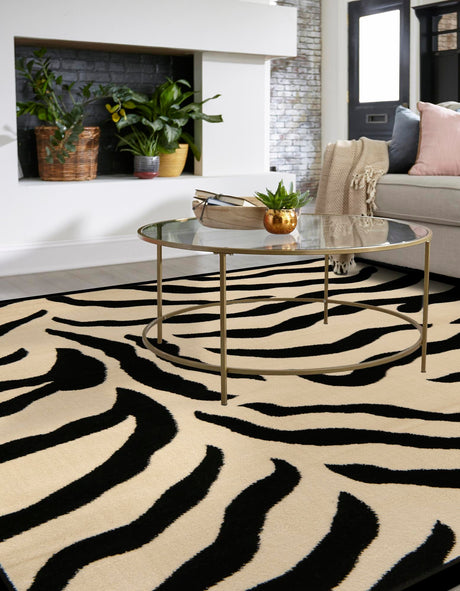 Ivory 6' 1 x 6' 1 Wildlife Square Area Rug Animal Print Safari Jungle Inspired Carpet for Unique Modern Interior Design for Sale at Rug Engine