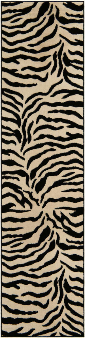 Ivory 2' 7 x 10' Wildlife Runner Area Rug Animal Print Safari Jungle Inspired Carpet for Unique Modern Interior Design for Sale at Rug Engine