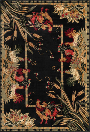 Black 7' 1 x 10' Barnyard Rectangle Area Rug 100% Polypropylene With Cotton Backing Traditional Cottage Rustic Classical Carpet for Living Office Bedroom Dining Room Easy to Clean Long Lasting & Durable Decor for Sale at Rug Engine