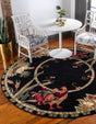Black 5' 3 x 5' 3 Barnyard Round Area Rug 100% Polypropylene With Cotton Backing Traditional Cottage Rustic Classical Carpet for Living Office Bedroom Dining Room Easy to Clean Long Lasting & Durable Decor for Sale at Rug Engine