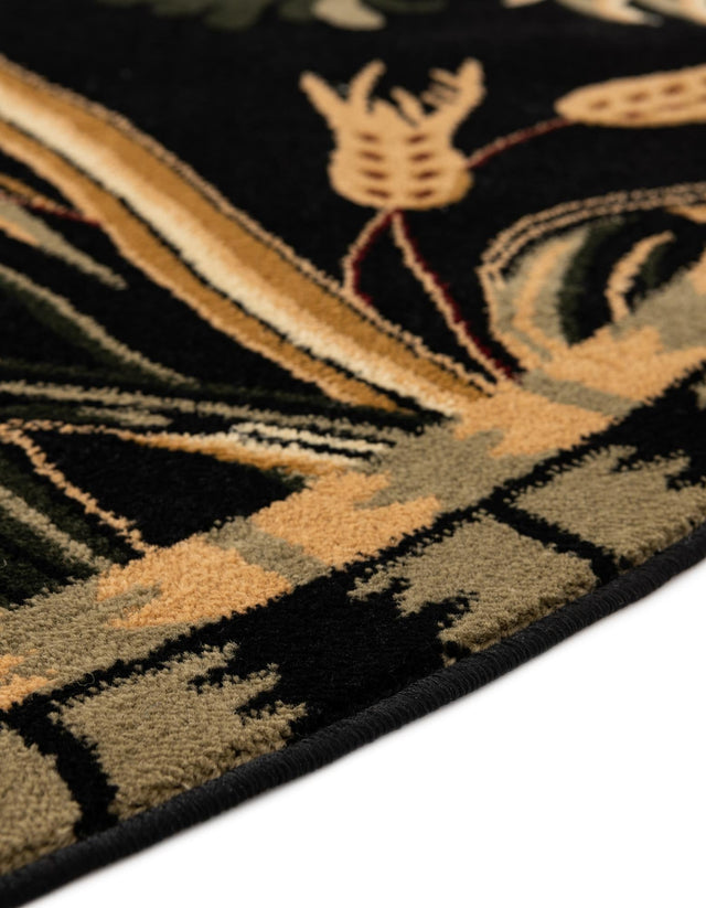 Black 3' 1 x 3' 1 Barnyard Round Area Rug 100% Polypropylene With Cotton Backing Traditional Cottage Rustic Classical Carpet for Living Office Bedroom Dining Room Easy to Clean Long Lasting & Durable Decor for Sale at Rug Engine