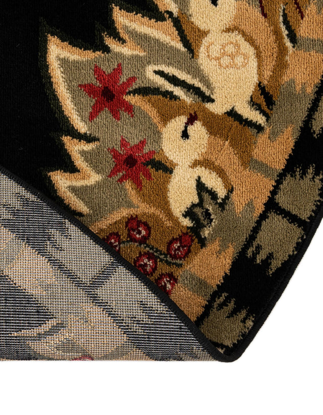 Black 4' 1 x 4' 1 Barnyard Round Area Rug 100% Polypropylene With Cotton Backing Traditional Cottage Rustic Classical Carpet for Living Office Bedroom Dining Room Easy to Clean Long Lasting & Durable Decor for Sale at Rug Engine