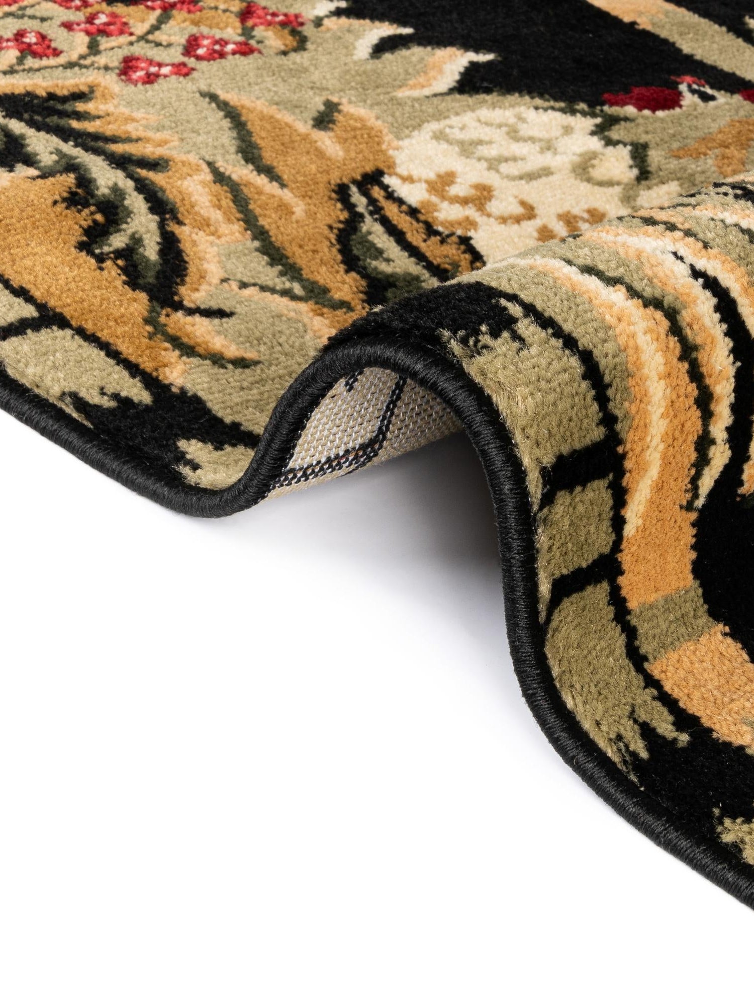 Black 6' 1 x 6' 1 Barnyard Round Area Rug 100% Polypropylene With Cotton Backing Traditional Cottage Rustic Classical Carpet for Living Office Bedroom Dining Room Easy to Clean Long Lasting & Durable Decor for Sale at Rug Engine