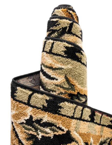 Black 5' 3 x 5' 3 Barnyard Round Area Rug 100% Polypropylene With Cotton Backing Traditional Cottage Rustic Classical Carpet for Living Office Bedroom Dining Room Easy to Clean Long Lasting & Durable Decor for Sale at Rug Engine