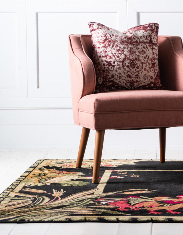 Black 7' 1 x 7' 1 Barnyard Square Area Rug 100% Polypropylene With Cotton Backing Traditional Cottage Rustic Classical Carpet for Living Office Bedroom Dining Room Easy to Clean Long Lasting & Durable Decor for Sale at Rug Engine