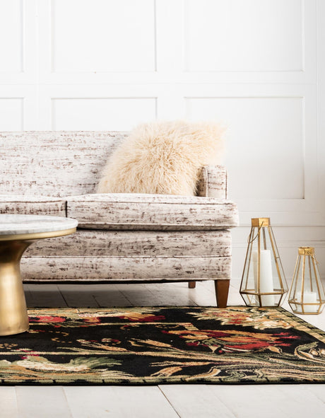 Black 7' 10 x 11' Barnyard Rectangle Area Rug 100% Polypropylene With Cotton Backing Traditional Cottage Rustic Classical Carpet for Living Office Bedroom Dining Room Easy to Clean Long Lasting & Durable Decor for Sale at Rug Engine