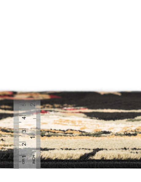 Black 5' 3 x 8' Barnyard Rectangle Area Rug 100% Polypropylene With Cotton Backing Traditional Cottage Rustic Classical Carpet for Living Office Bedroom Dining Room Easy to Clean Long Lasting & Durable Decor for Sale at Rug Engine