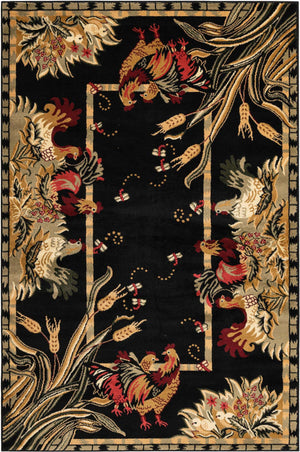 Black 5' 3 x 8' Barnyard Rectangle Rug