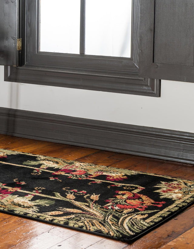 Black 2' 7 x 12' Barnyard Runner Area Rug 100% Polypropylene With Cotton Backing Traditional Cottage Rustic Classical Carpet for Living Office Bedroom Dining Room Easy to Clean Long Lasting & Durable Decor for Sale at Rug Engine