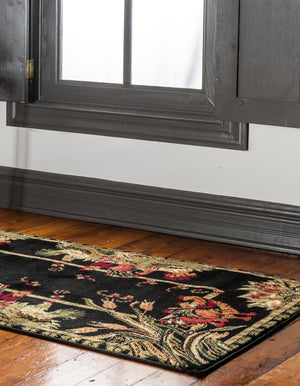 Black 3' 1 x 19' 8 Barnyard Runner Area Rug 100% Polypropylene With Cotton Backing Traditional Cottage Rustic Classical Carpet for Living Office Bedroom Dining Room Easy to Clean Long Lasting & Durable Decor for Sale at Rug Engine