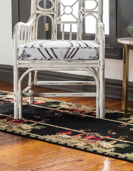 Black 3' 1 x 19' 8 Barnyard Runner Area Rug 100% Polypropylene With Cotton Backing Traditional Cottage Rustic Classical Carpet for Living Office Bedroom Dining Room Easy to Clean Long Lasting & Durable Decor for Sale at Rug Engine