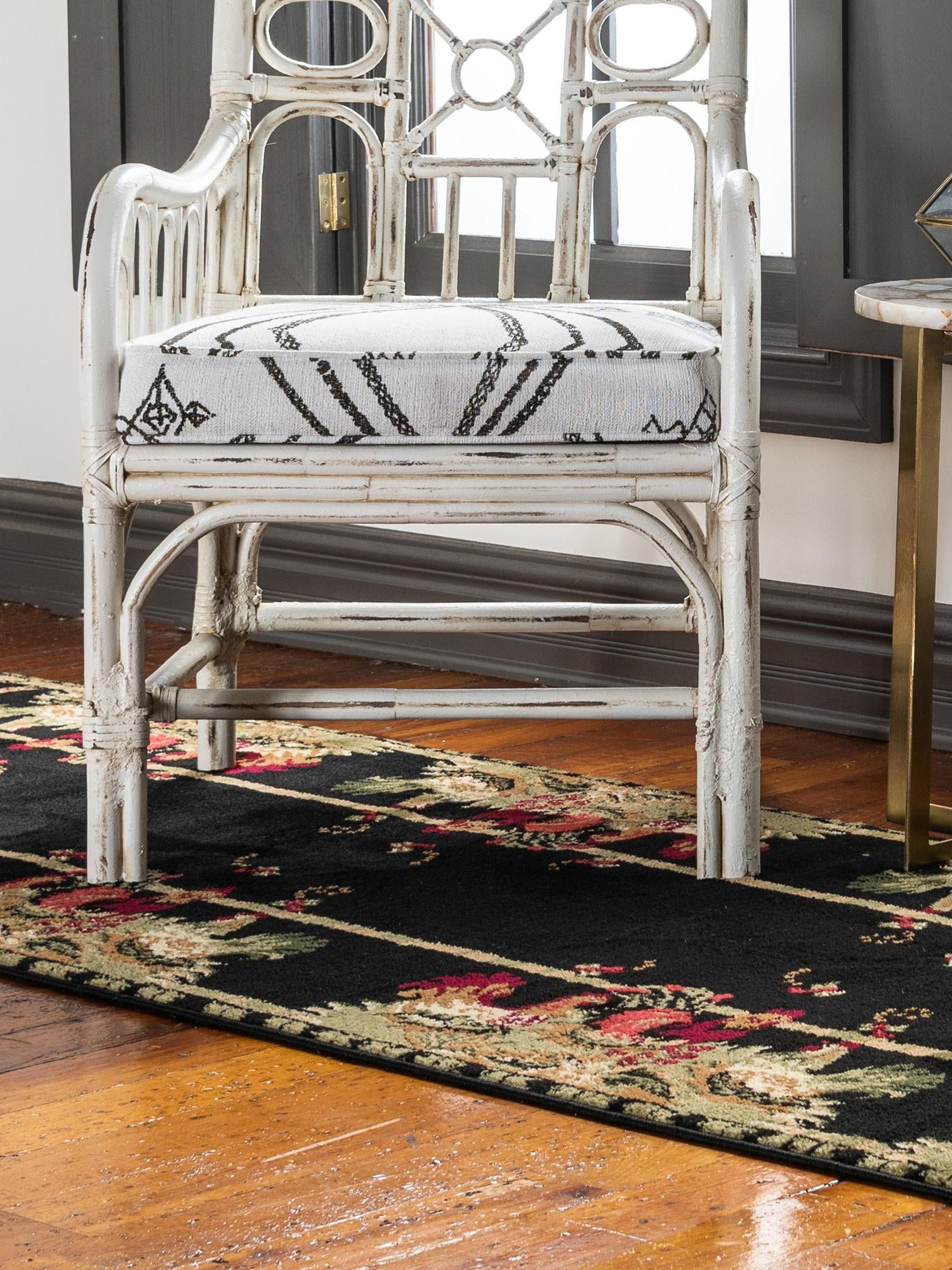 Black 2' x 6' 1 Barnyard Runner Area Rug 100% Polypropylene With Cotton Backing Traditional Cottage Rustic Classical Carpet for Living Office Bedroom Dining Room Easy to Clean Long Lasting & Durable Decor for Sale at Rug Engine