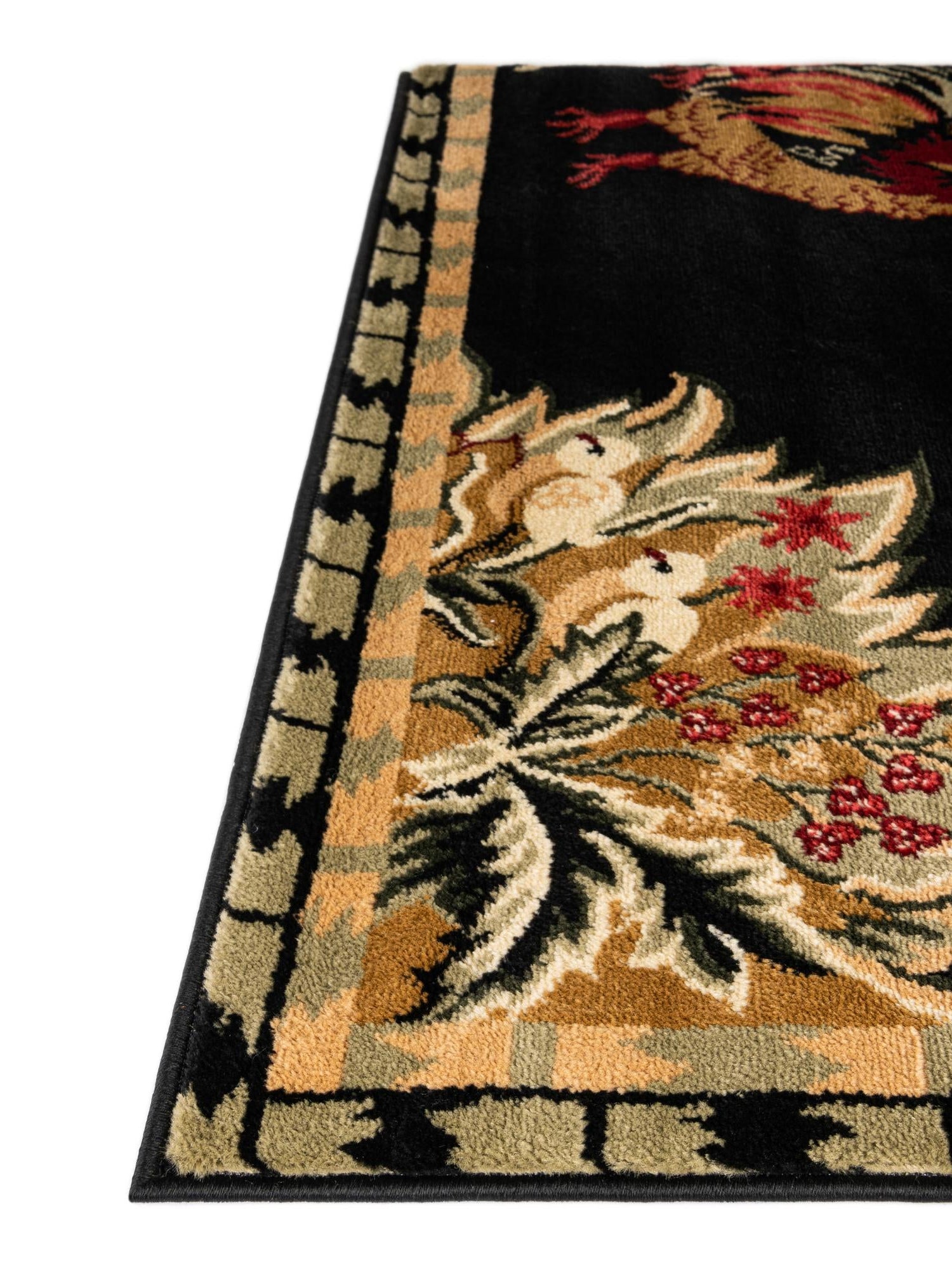 Black 2' x 6' 1 Barnyard Runner Area Rug 100% Polypropylene With Cotton Backing Traditional Cottage Rustic Classical Carpet for Living Office Bedroom Dining Room Easy to Clean Long Lasting & Durable Decor for Sale at Rug Engine