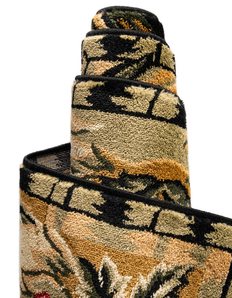 Cream 5' 3 x 5' 3 Barnyard Round Area Rug 100% Polypropylene With Cotton Backing Traditional Cottage Rustic Classical Carpet for Living Office Bedroom Dining Room Easy to Clean Long Lasting & Durable Decor for Sale at Rug Engine