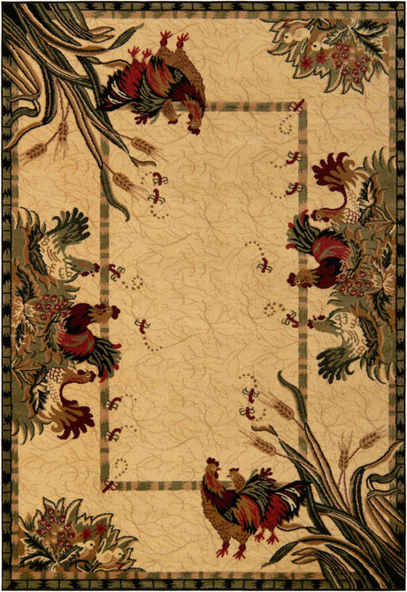 Cream 6' 1 x 9' Barnyard Rectangle Area Rug 100% Polypropylene With Cotton Backing Traditional Cottage Rustic Classical Carpet for Living Office Bedroom Dining Room Easy to Clean Long Lasting & Durable Decor for Sale at Rug Engine