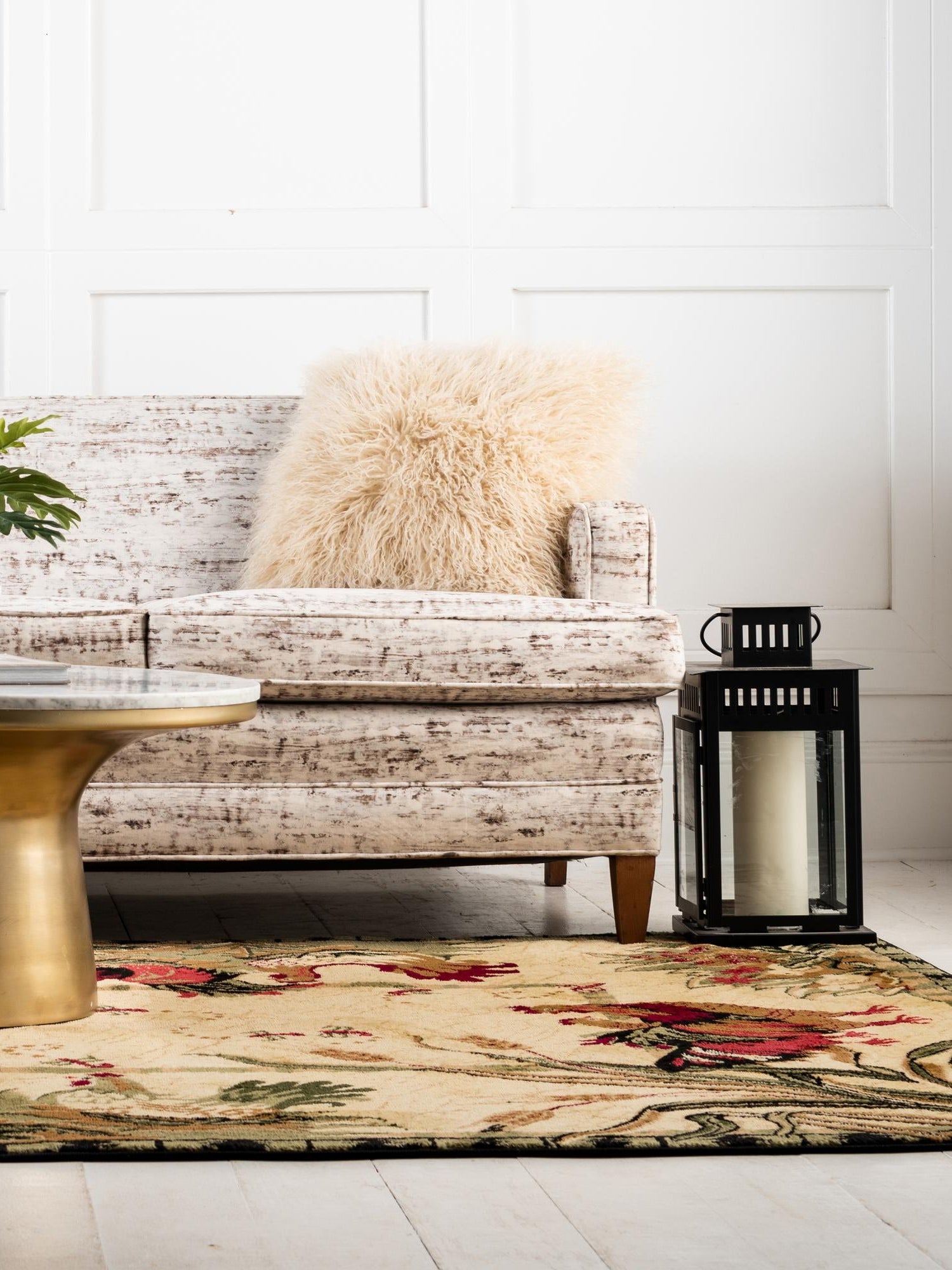 Cream 4' 1 x 6' 1 Barnyard Rectangle Area Rug 100% Polypropylene With Cotton Backing Traditional Cottage Rustic Classical Carpet for Living Office Bedroom Dining Room Easy to Clean Long Lasting & Durable Decor for Sale at Rug Engine