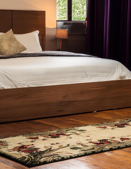 Cream 2' 7 x 12' Barnyard Runner Area Rug 100% Polypropylene With Cotton Backing Traditional Cottage Rustic Classical Carpet for Living Office Bedroom Dining Room Easy to Clean Long Lasting & Durable Decor for Sale at Rug Engine