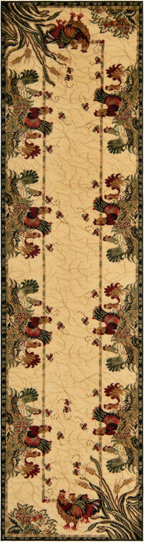 Cream 2' 7 x 10' Barnyard Runner Area Rug 100% Polypropylene With Cotton Backing Traditional Cottage Rustic Classical Carpet for Living Office Bedroom Dining Room Easy to Clean Long Lasting & Durable Decor for Sale at Rug Engine