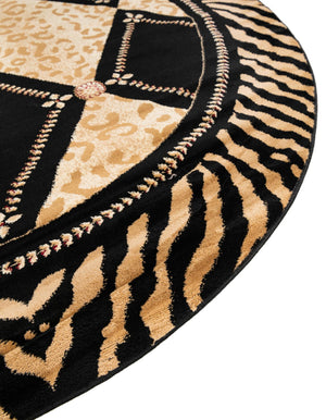 Light Brown 7' 10 x 7' 10 Wildlife Round Area Rug Animal Print Safari Jungle Inspired Carpet for Unique Modern Interior Design for Sale at Rug Engine