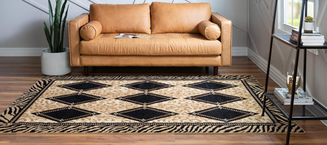 Light Brown 7' 1 x 10' Wildlife Rectangle Area Rug Animal Print Safari Jungle Inspired Carpet for Unique Modern Interior Design for Sale at Rug Engine