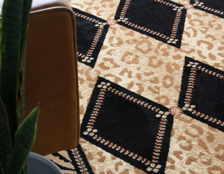 Light Brown 7' 1 x 10' Wildlife Rectangle Area Rug Animal Print Safari Jungle Inspired Carpet for Unique Modern Interior Design for Sale at Rug Engine