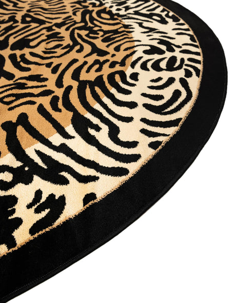 Light Brown 7' 10 x 7' 10 Wildlife Round Area Rug Animal Print Safari Jungle Inspired Carpet for Unique Modern Interior Design for Sale at Rug Engine