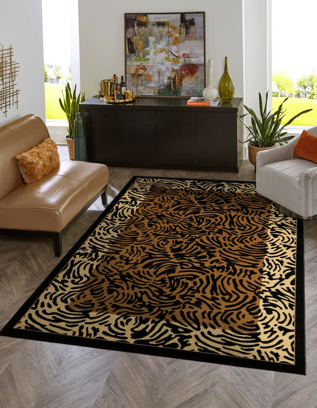 Light Brown 7' 1 x 10' Wildlife Rectangle Area Rug Animal Print Safari Jungle Inspired Carpet for Unique Modern Interior Design for Sale at Rug Engine
