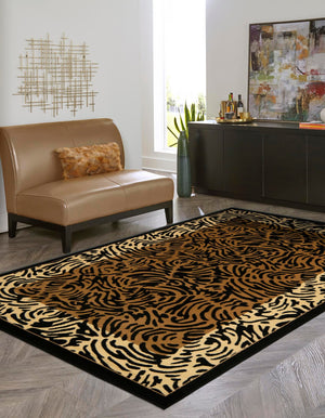 Light Brown 7' 1 x 10' Wildlife Rectangle Area Rug Animal Print Safari Jungle Inspired Carpet for Unique Modern Interior Design for Sale at Rug Engine