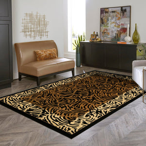 Light Brown 7' 1 x 10' Wildlife Rectangle Area Rug Animal Print Safari Jungle Inspired Carpet for Unique Modern Interior Design for Sale at Rug Engine
