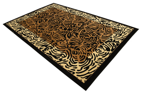 Light Brown 6' 1 x 9' Wildlife Rectangle Area Rug Animal Print Safari Jungle Inspired Carpet for Unique Modern Interior Design for Sale at Rug Engine