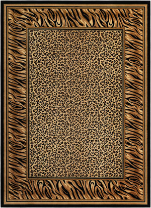 Light Brown 9' x 12' Wildlife Rectangle Area Rug Animal Print Safari Jungle Inspired Carpet for Unique Modern Interior Design for Sale at Rug Engine
